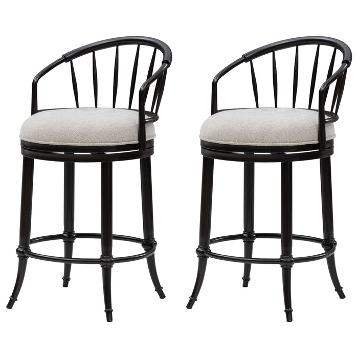 Luther - Commercial Grade Steel Frame Fabric Upholstered Swivel Counter Height Barstool