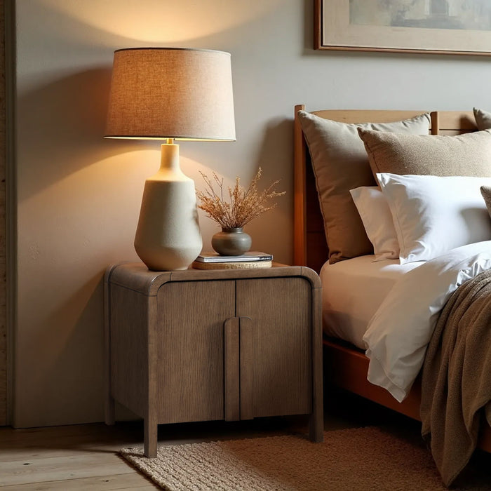 Harmony - Oak Veneer And Solid Wood Night Stand - Simple Home Plus
