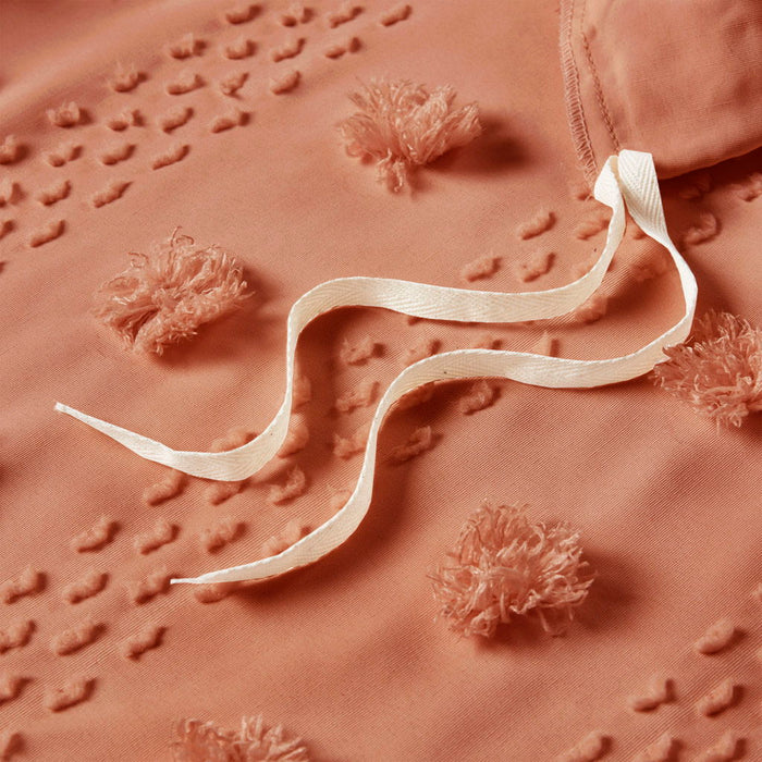 Lucy - Clip Jacquard Twin Duvet Cover Set - Rust