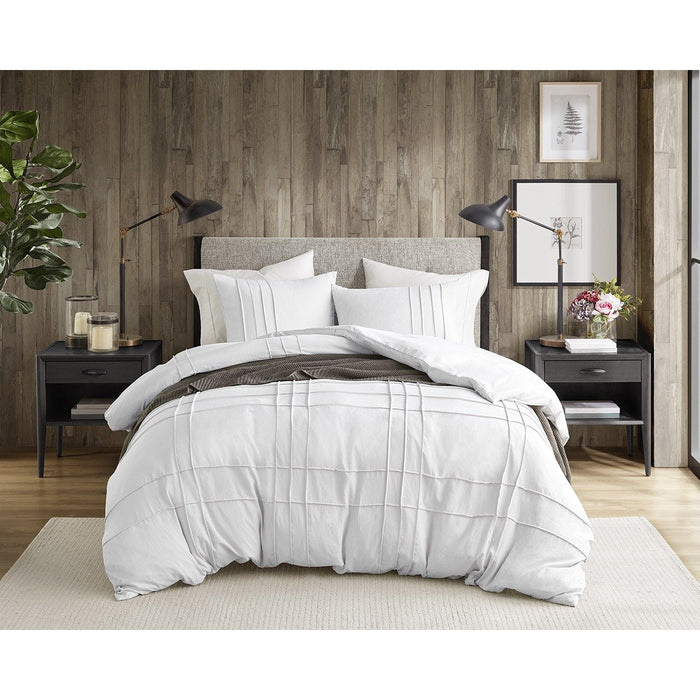 Porter - Queen Soft Washed Pleated Comforter Set - White - Simple Home Plus