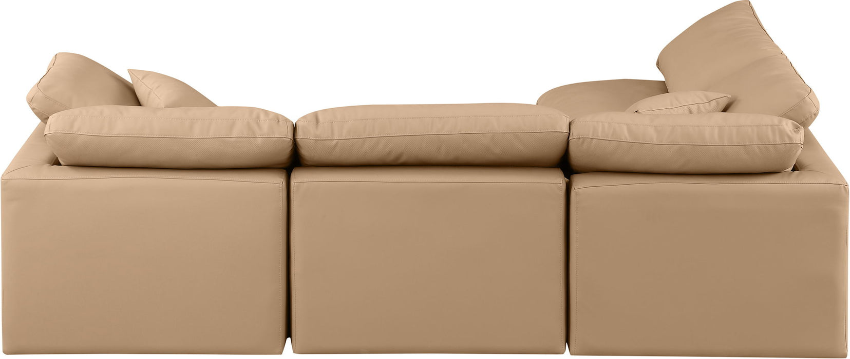 Indulge - Faux Leather 4 Piece Modular Sectional - Tan - Simple Home Plus