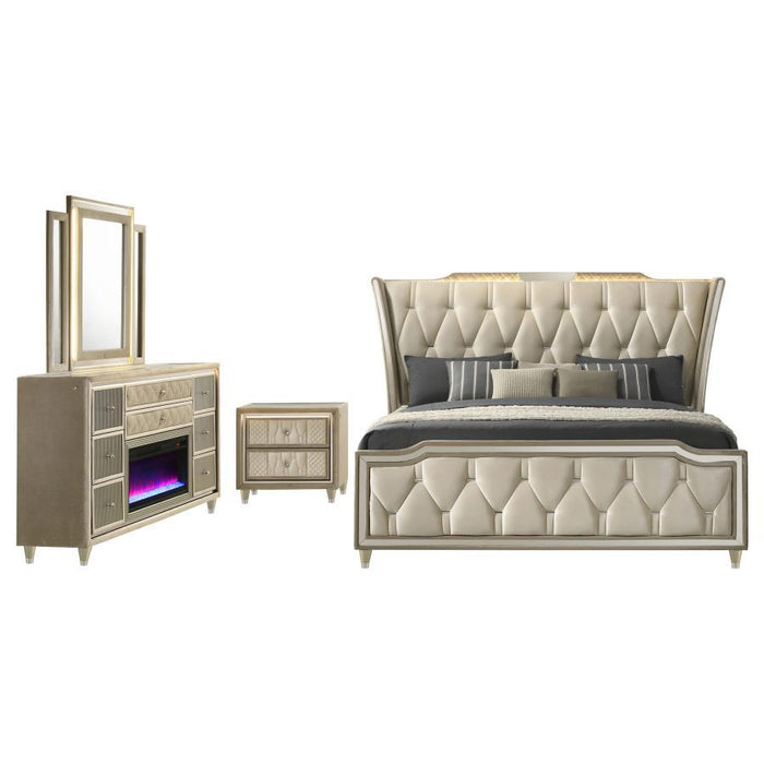 Lorient - Bedroom Set With LED Flame Box Dresser - Simple Home Plus