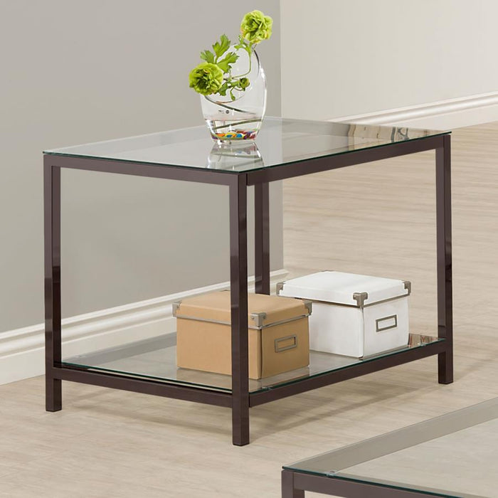 Trini - 1-Shelf Glass Top Side End Table - Black Nickel - Simple Home Plus