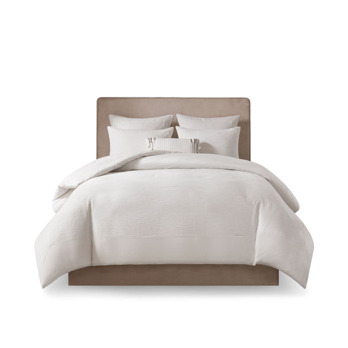 Hanae - Blend Yarn Dyed 3 Piece Comforter Set - White - Simple Home Plus