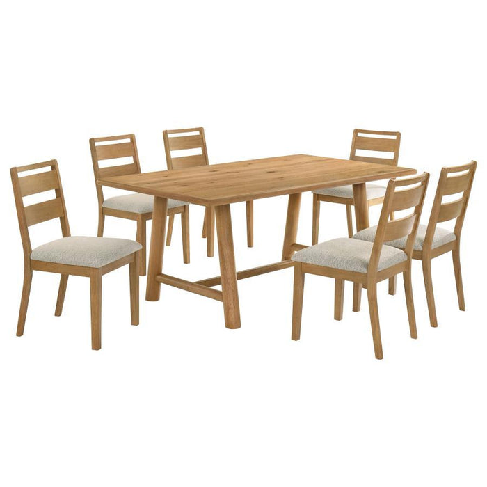 Duncan - 7 Piece Rectangular Wood Dining Table Set - Washed Oak - Simple Home Plus