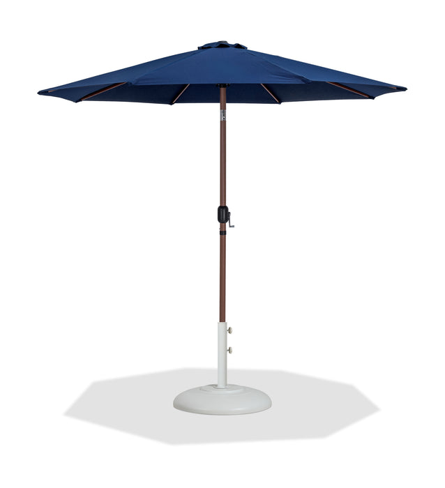 Fiji - Aluminum Patio Umbrella With Round White And Teak Base - Simple Home Plus