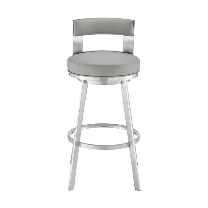 Lynof - Swivel Bar Stool - Brushed Stainless Steel Finish