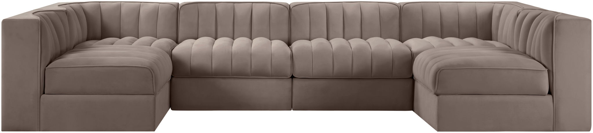 Rummi - Armless Velvet Performance Fabric Upholstered 6 Piece Modular Sectional - Simple Home Plus