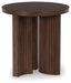 Korestone - Dark Brown - Round End Table - Simple Home Plus