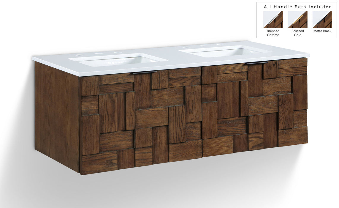 Leonardo - Engineered Stone And Solid Wood 24" Wall Mounted Bathroom Vanity - Simple Home Plus