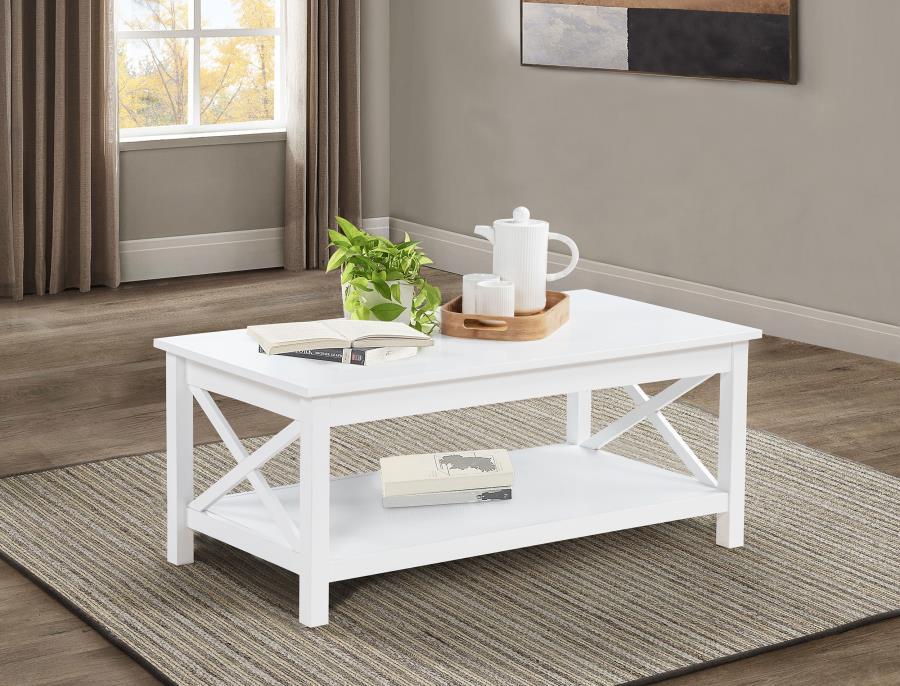Skyview - 44" Rectangular Lift Top Coffee Table - White - Simple Home Plus