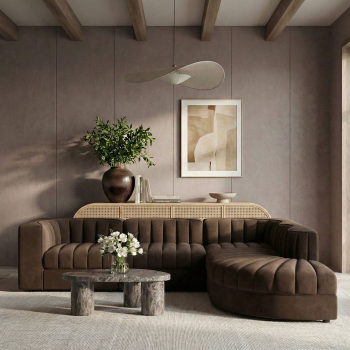 Rummi - Velvet Performance Fabric Upholstered 5 Piece Modular Sectional - Simple Home Plus
