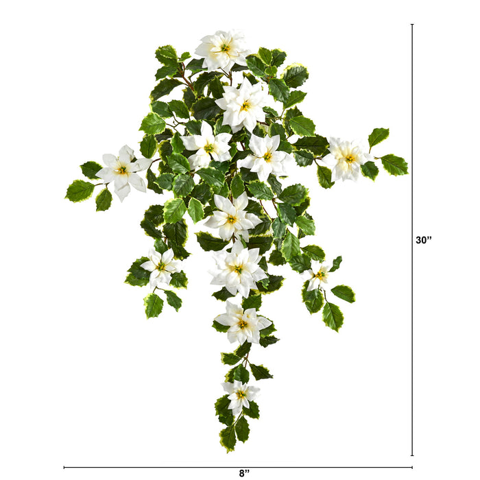 30" Poinsettia and Holly Plant (Set of 2) (Real Touch)