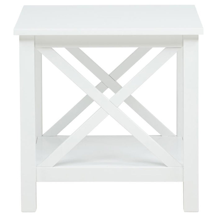 Skyview - Square Pine Wood Side End Table With Shelf - White - Simple Home Plus