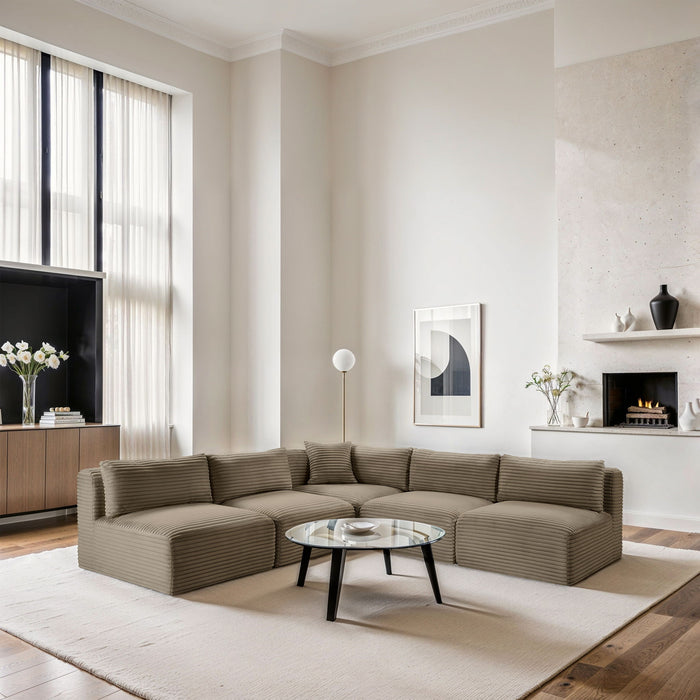 Shaggy - Fabric 5 Piece Modular Corner Armless Sectional - Simple Home Plus