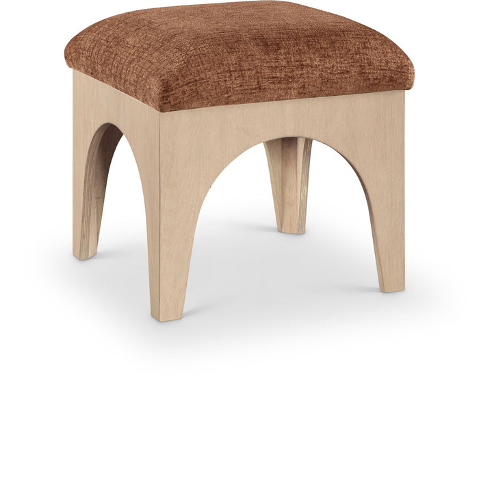 Lawson - Chenille Fabric Ottoman - Natural Base - Simple Home Plus