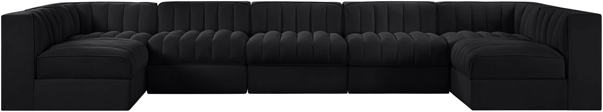Rummi - Velvet Performance Fabric Upholstered 7 Piece Modular Sectional (With 2 Corner Chairs) - Simple Home Plus