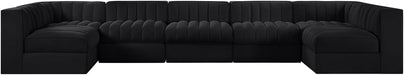 Rummi - Velvet Performance Fabric Upholstered 7 Piece Modular Sectional (With 2 Corner Chairs) - Simple Home Plus