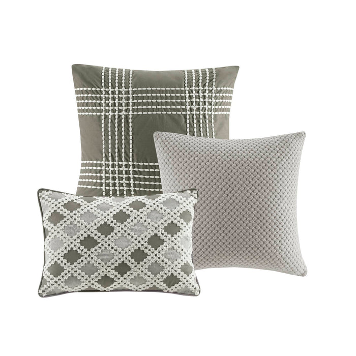 Essence - King 9 Piece Clip Comforter Set - Gray - Simple Home Plus