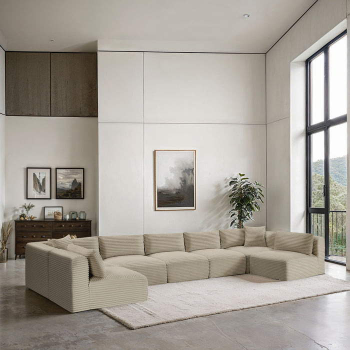 Shaggy - 7 Piece Modular U-Shaped Armless Sectional - Simple Home Plus