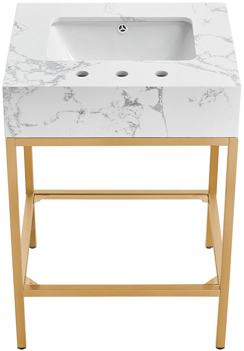 Marmo - Engineered Marble Bathroom Vanity With Gold Base - Simple Home Plus