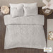 Laetitia - King 3 Piece Tufted Medallion Duvet Cover Set - Gray - Simple Home Plus