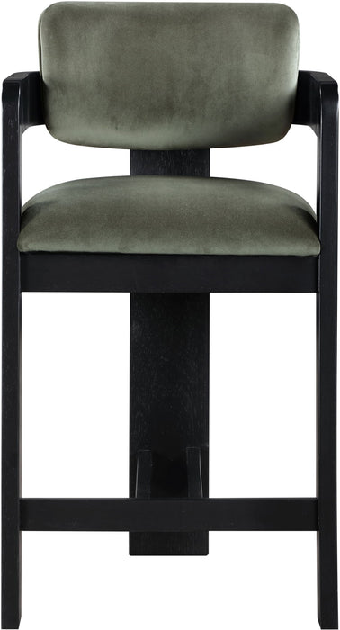 Sacha - Velvet Stool With Black Base - Simple Home Plus