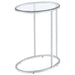 Kyle - Oval Glass Top C-Shaped Sofa Side Table - Chrome - Simple Home Plus