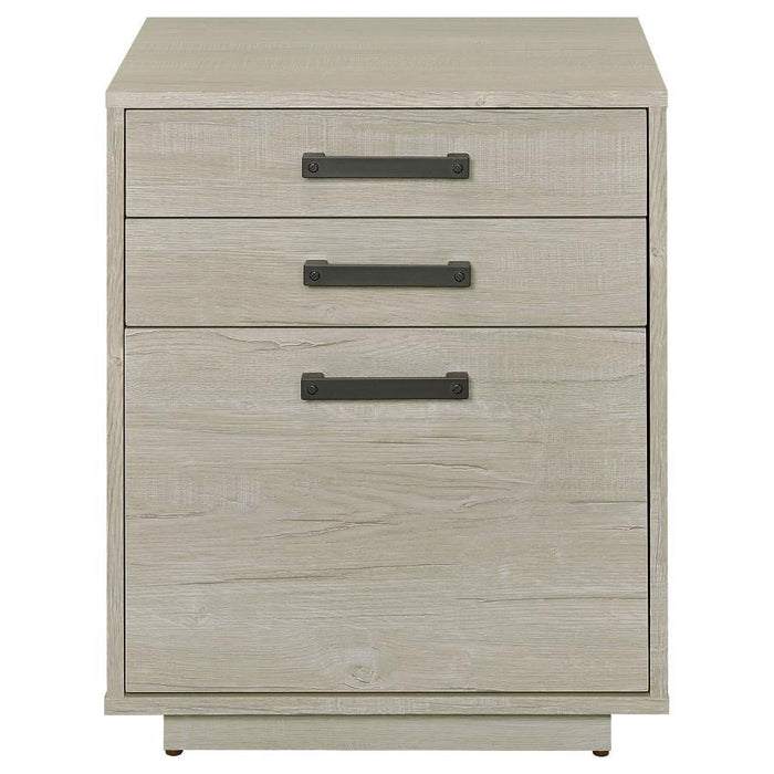 Loomis - 3-Drawer Home Office File Cabinet - Whitewashed Gray - Simple Home Plus