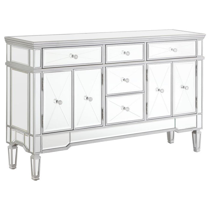 Duchess - 5-Drawer Mirrored Storage Accent Cabinet - Silver - Simple Home Plus