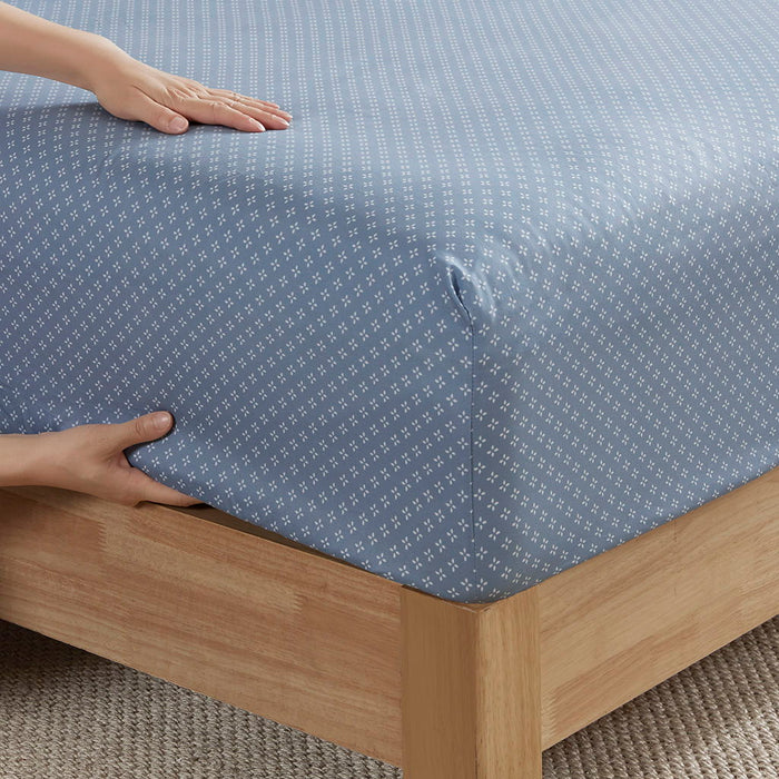 Luna - Floral Queen Comforter Set With Bed Sheets - Blue