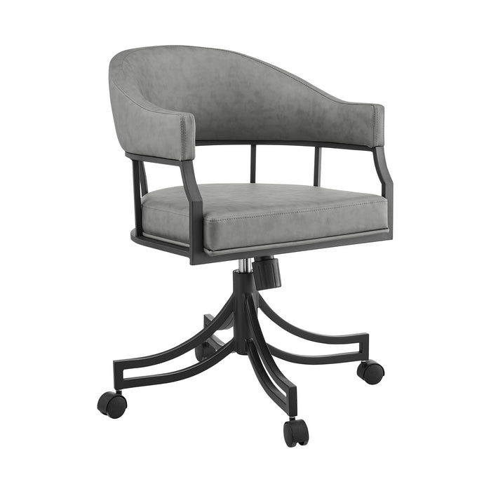 Tibet - Swivel Rolling Dining Chair - Matte Black / Vintage Gray - Simple Home Plus