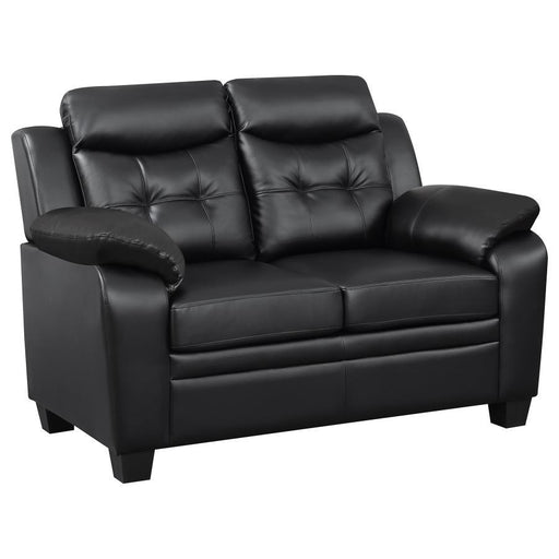 Finley - Upholstered Padded Arm Tufted Loveseat - Black - Simple Home Plus