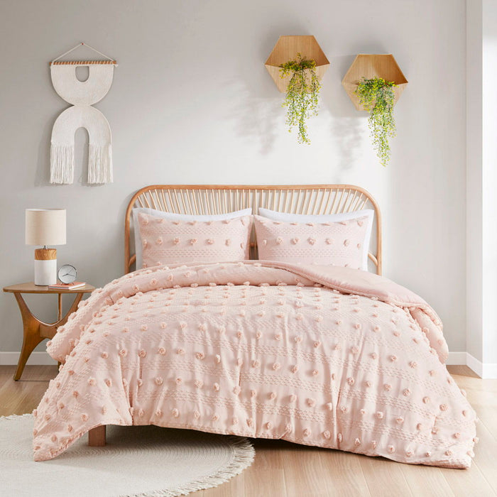 Lucy - Clip Jacquard Full Comforter Set - Pink - Simple Home Plus