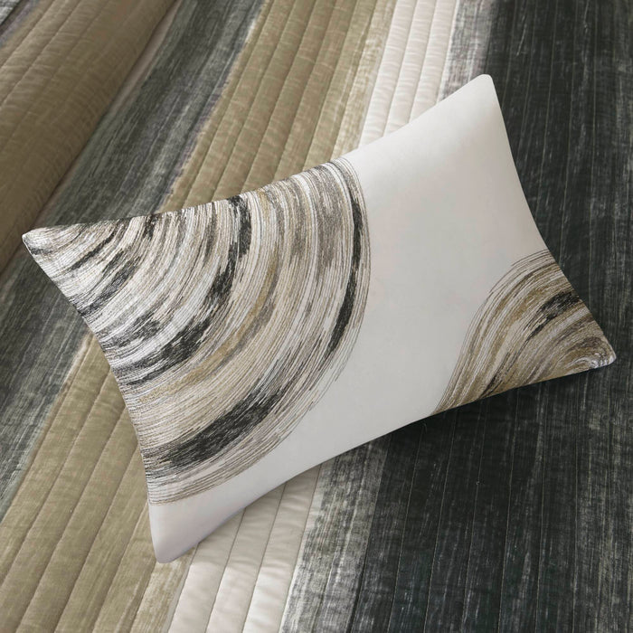 Saben - Queen Complete Reversible Coverlet And Sheet Set - Taupe - Simple Home Plus