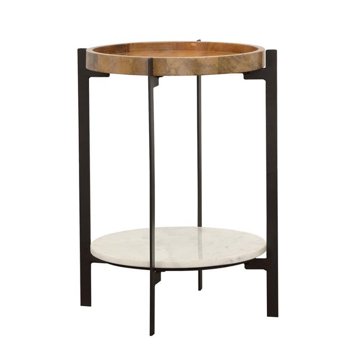 Adhvik - Round Table With Marble Shelf - Simple Home Plus