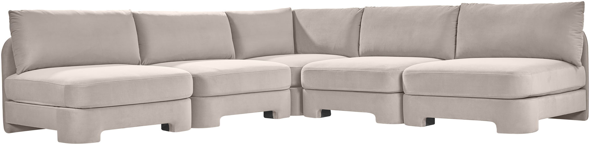 Hammond - Velvet Performance Fabric Upholstered 5 Piece Armless Sectional - Simple Home Plus
