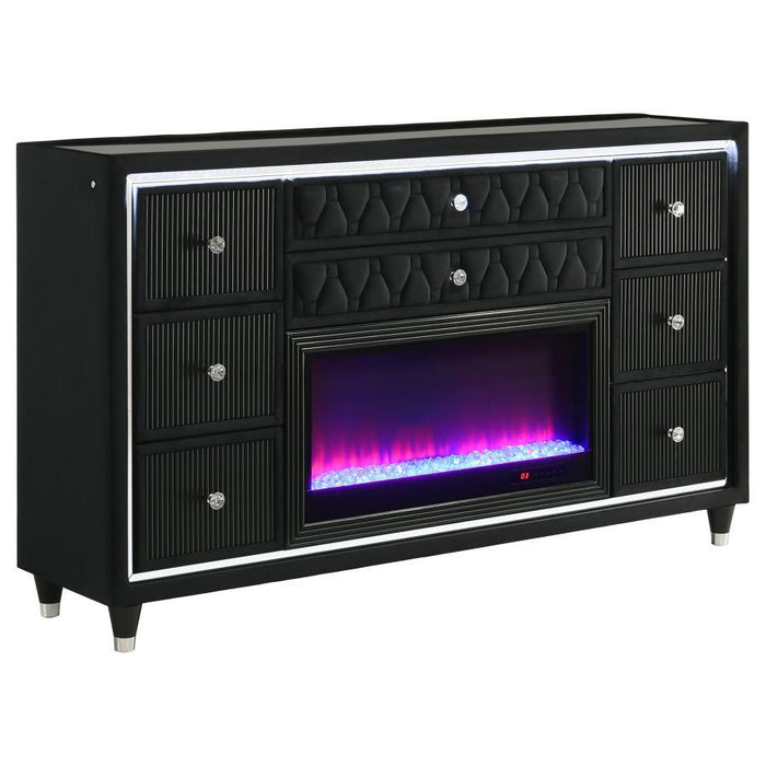 Lorient - 8-Drawer LED Bedroom Flame Box Dresser