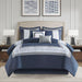 Powell - California King Embroidered Comforter (Set of 8) - Navy - Simple Home Plus