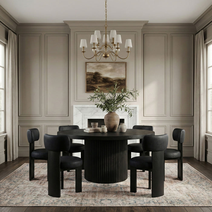 Atelier - Vegan Leather Upholstered Dining Chair (Set of 2) - Black Frame - Simple Home Plus