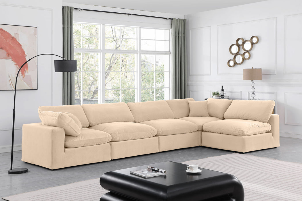 Comfy - 5 Piece Velvet Modular Sectional - Simple Home Plus