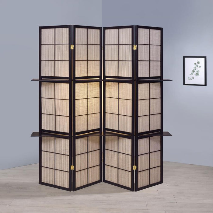 Iggy - 4-Panel Room Divider Folding Shoji Screen - Cappuccino - Simple Home Plus