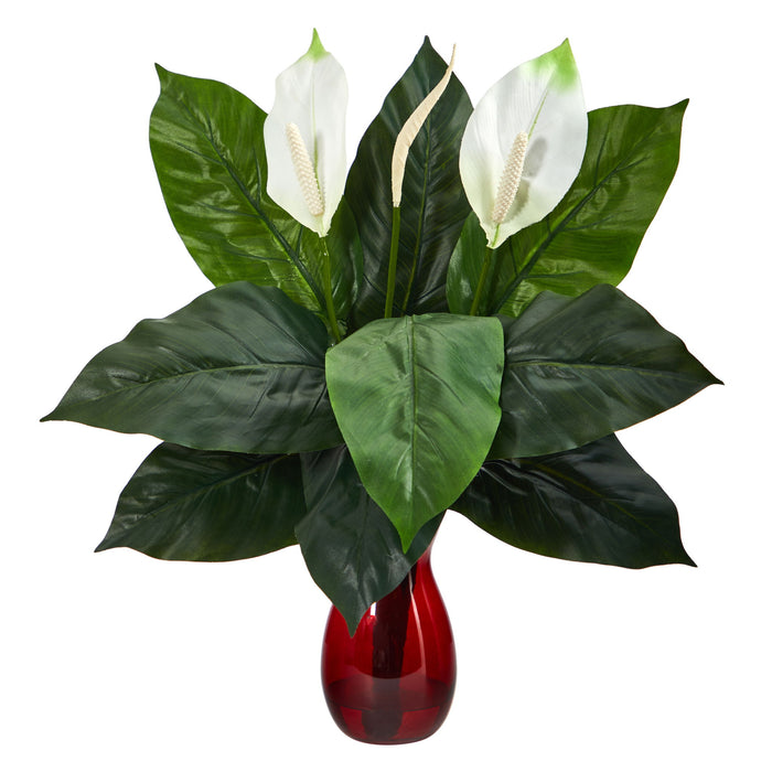 24" Spathifyllum Artificial Plant in Ruby Planter