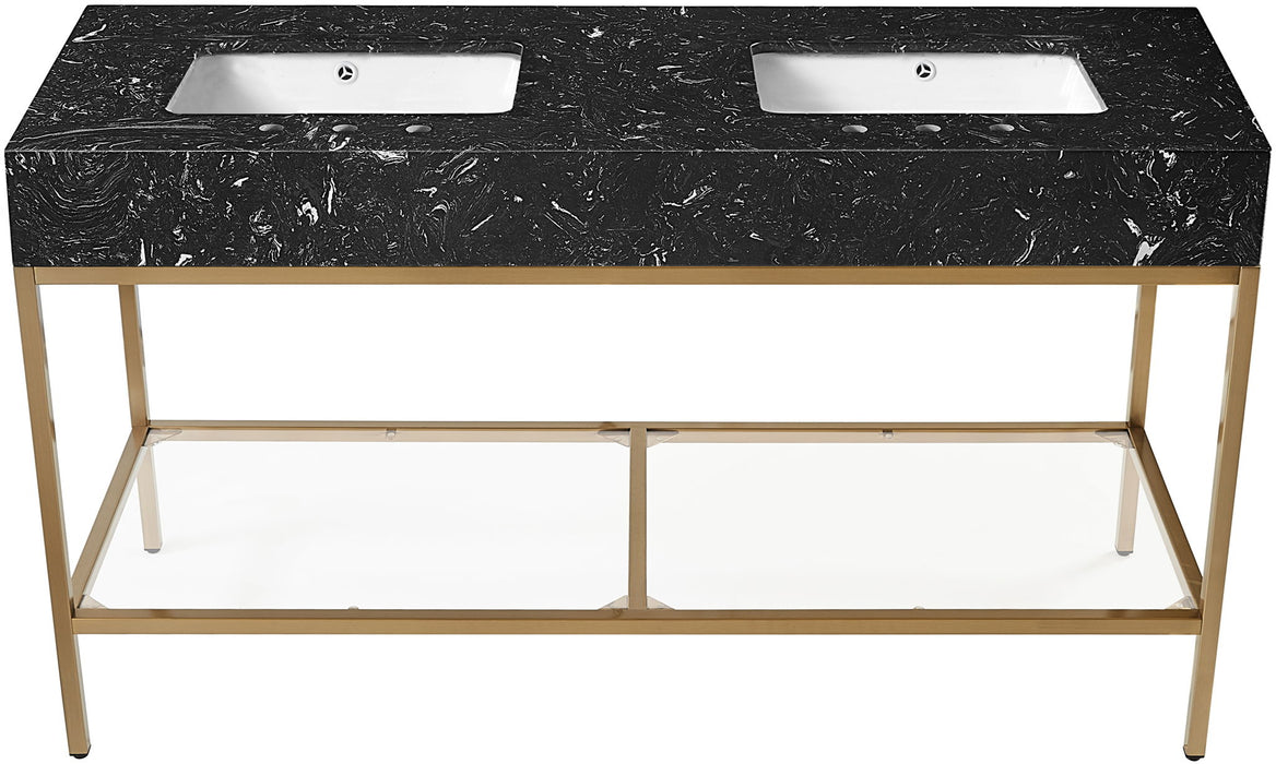 Marmo - Engineered Marble Bathroom Vanity With Gold Base - Simple Home Plus