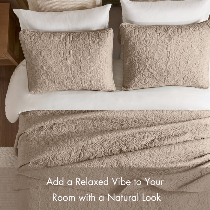 Quebec - King Reversible Bedspread Set - Neutral - Simple Home Plus