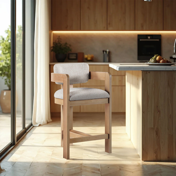 Sacha - Linen Stool With Natural Base - Simple Home Plus