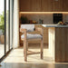 Sacha - Linen Stool With Natural Base - Simple Home Plus