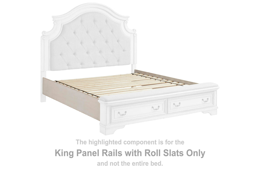 Realyn - King Panel Rails w/Roll Slats - Chipped White - Simple Home Plus