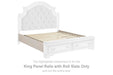 Realyn - King Panel Rails w/Roll Slats - Chipped White - Simple Home Plus
