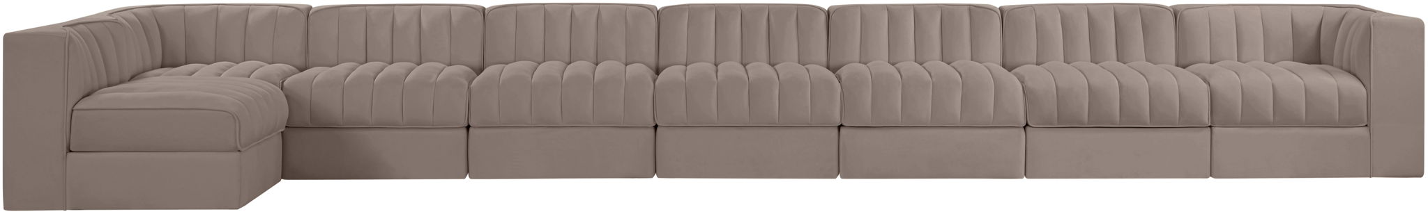 Rummi - Velvet Performance Fabric Upholstered 8 Piece Modular Sectional, L-Shaped (Right) - Simple Home Plus